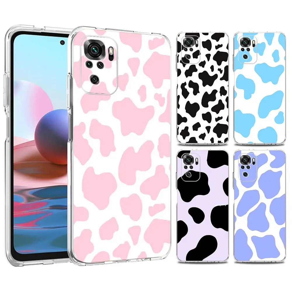 

Cow Milk Black White Phone Case For Redmi Note 11 Pro 10 10S 9 8 8T K50 K40 Soft Transparent Redmi 9A 9C 9T 7 7A Bags Cover