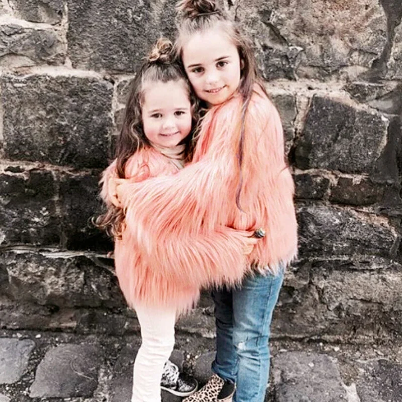 Faux Fur Coat Women Family Matching Clothing Mother Daughter Tassels Fleece Jacket Autumn Winter Thick Warm Vintage Top