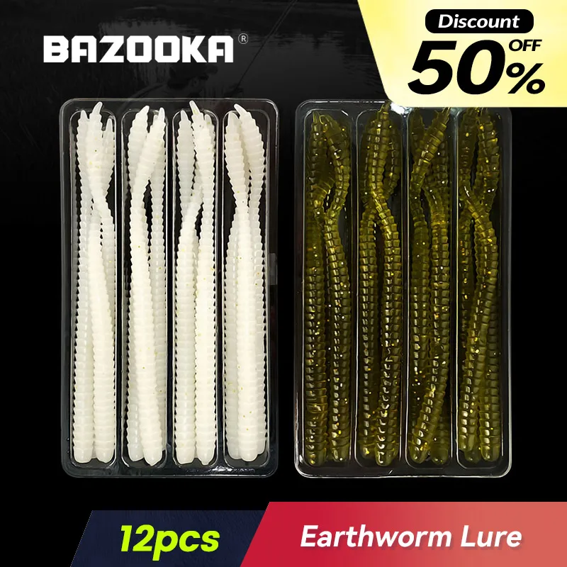 

Bazooka 12pcs Fishing Lures Soft Bait Silicone Worm Wobblers Easy Shiner Swimbait Shad Minnow Head Spinner Jig Tackle