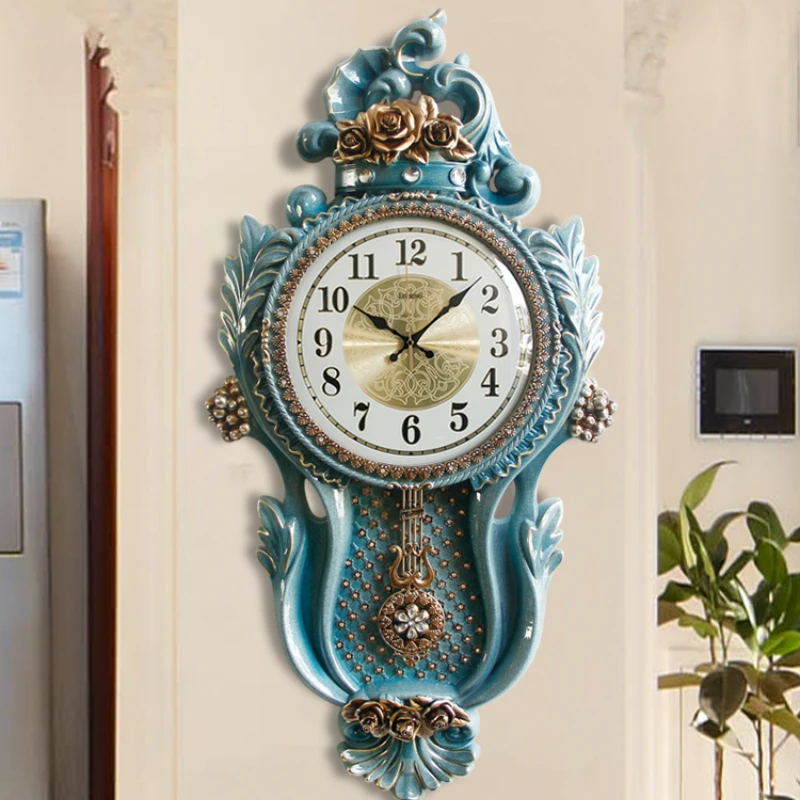 

Vintage Style Wall Clock Needle Pendulum European Digital Wall Clock Living Room Battery Pendule Murale House Decoration OB50GZ