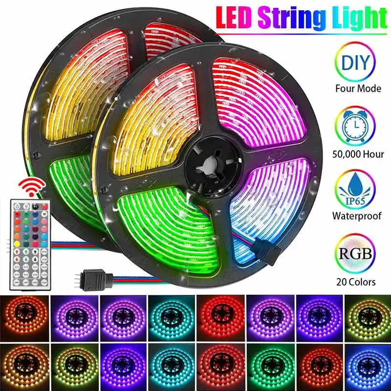 

10M LED Strip Lights Color Changing Light Strips with 44Keys IR Remote Bright 5050SMD RGB 360 LEDs Lights for Room Yard