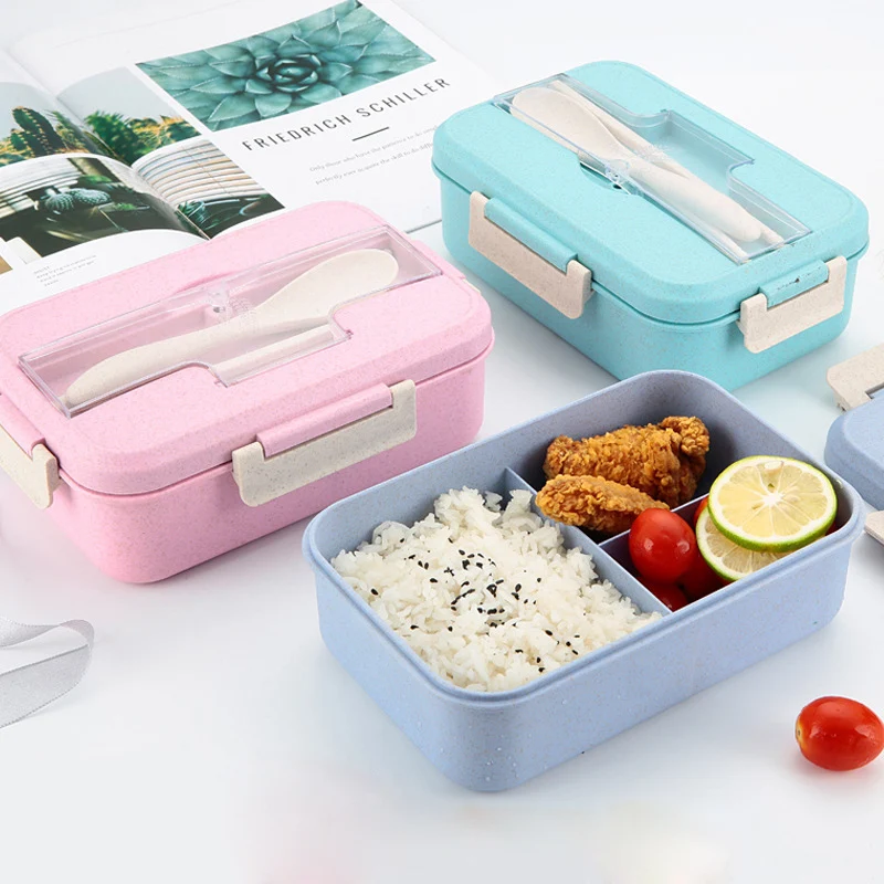 

Microwave Lunch Box Wheat Straw Dinnerware Food Storage Container Children Kids School Office Portable Bento Box Picnic Box