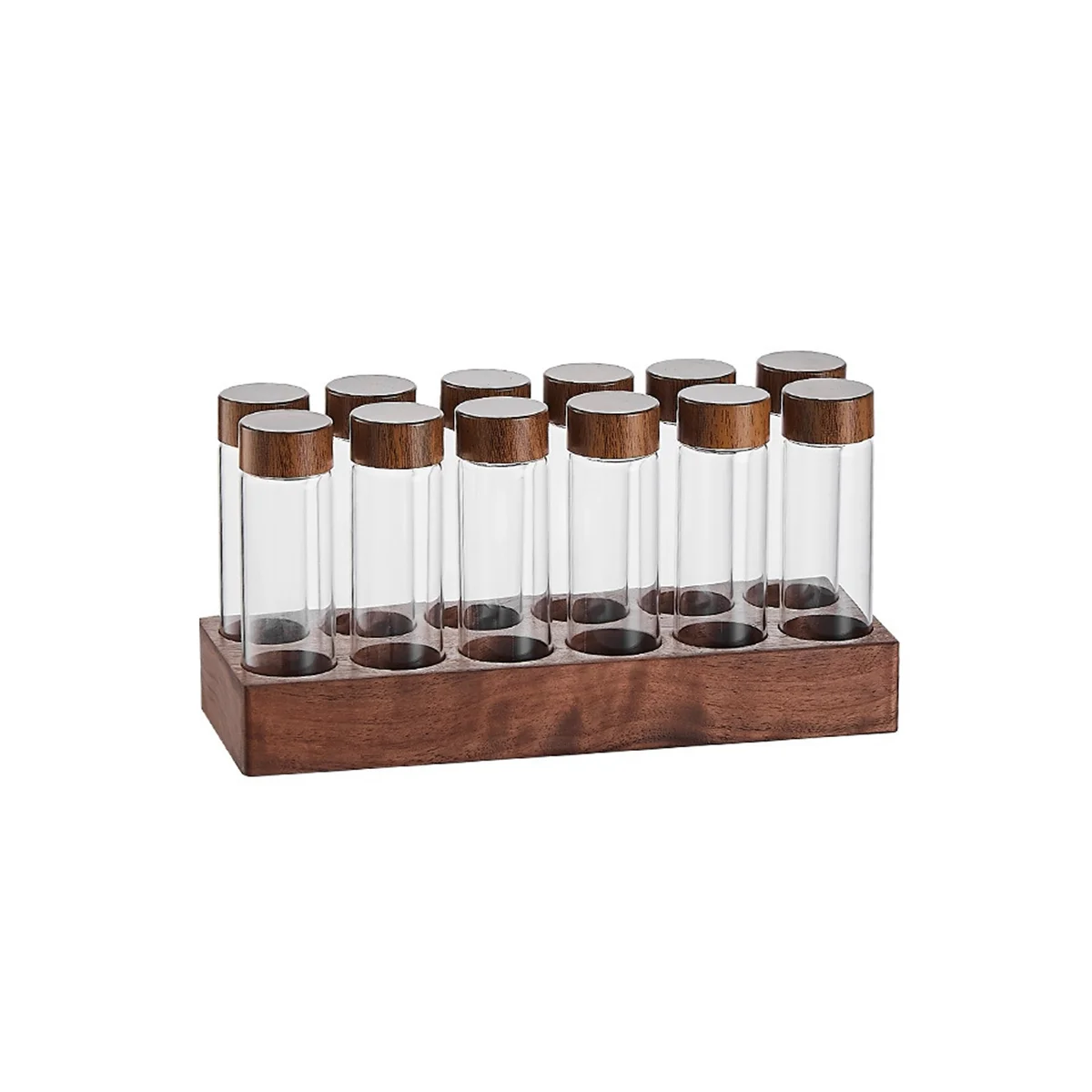 

Coffee Bean Glass Storage Container Display Rack Walnut Coffee Tea Tube Bottle Coffee Accessories Tools Coffee Set