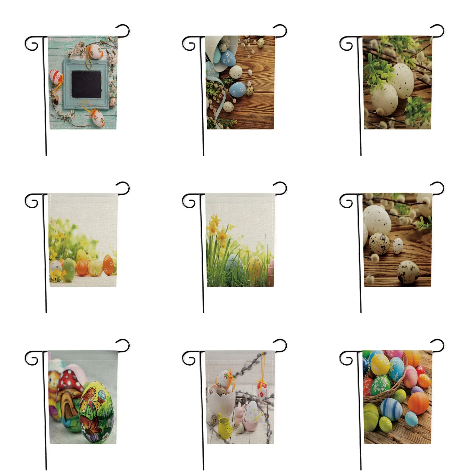 

Happy Easter Garden Flag Double Sides Flax Colorful Eggs Outdoor Home Decoration Banner Flags Hanging Flag no Flagpole