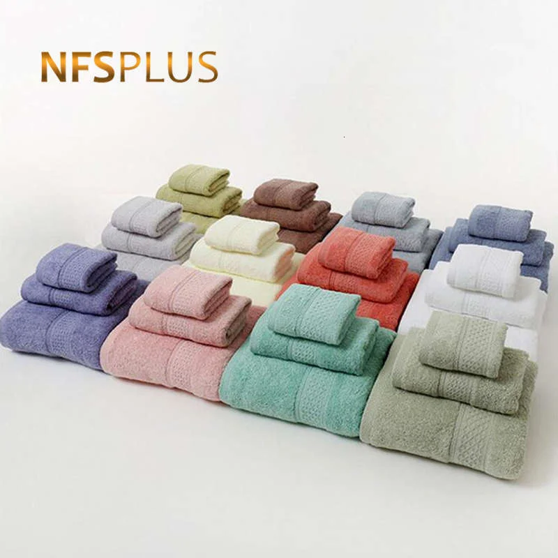 

3 шт./компл. набор полотенец однотонных цветов для ванной 100% хлопок 35x35 полотенце для рук 35x75 полотенце для лица 70x140 махровое банное полотенце...
