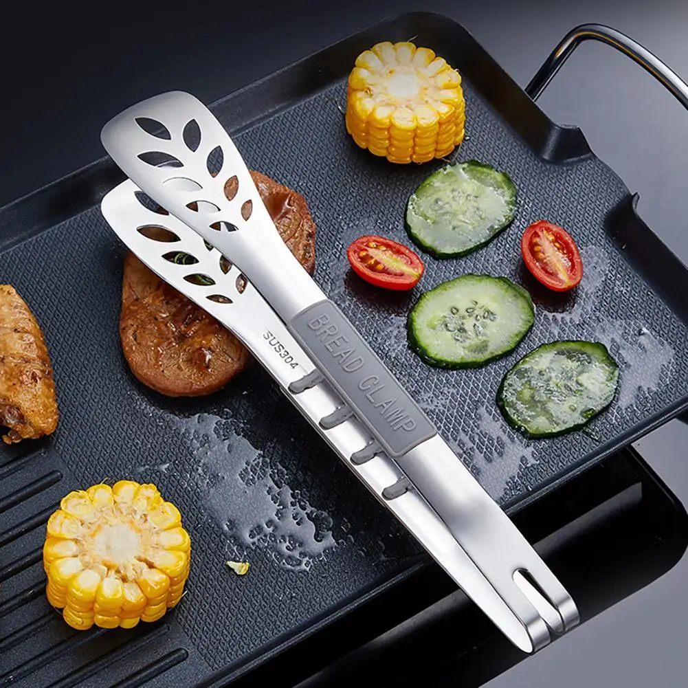 

Food Tong Ergonomic Handle Bread Clip Multipurpose Smooth Surface Cooking Tong Kitchen Stainless Steel Tong for Home