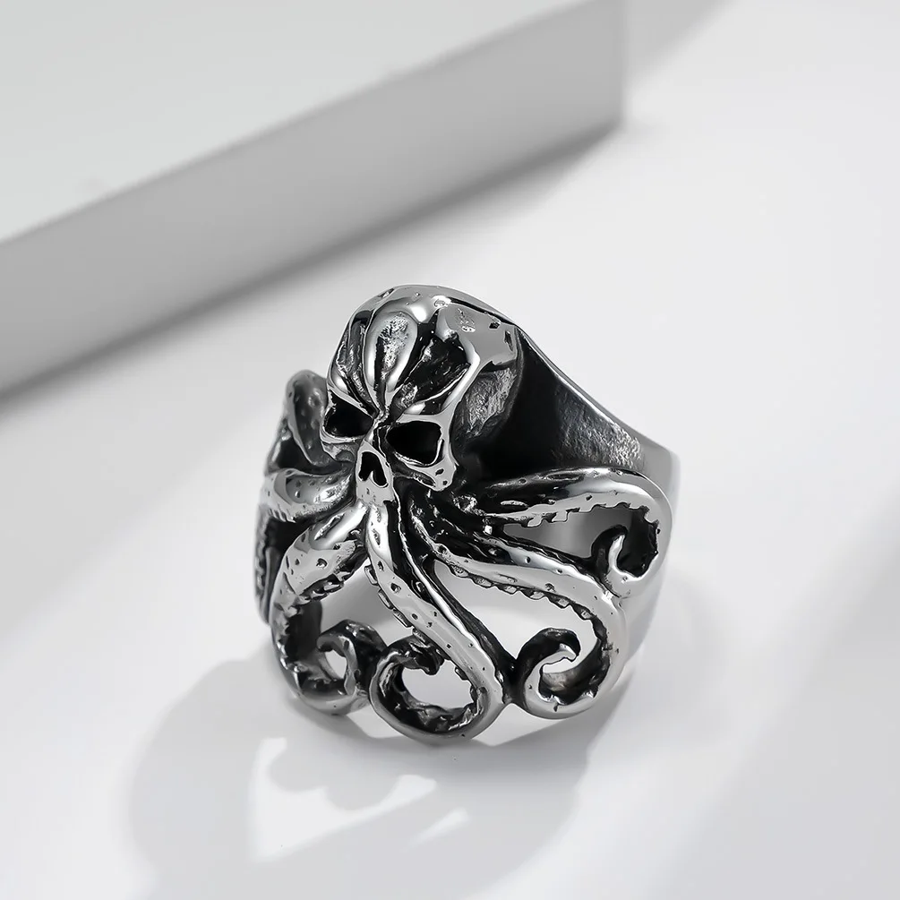 

Retro Norse Pirate Skull Octopus Ring Men Gothic Stainless Steel Skull Rings Fashion Viking Jewelry Gift Wholesale Size 7-13