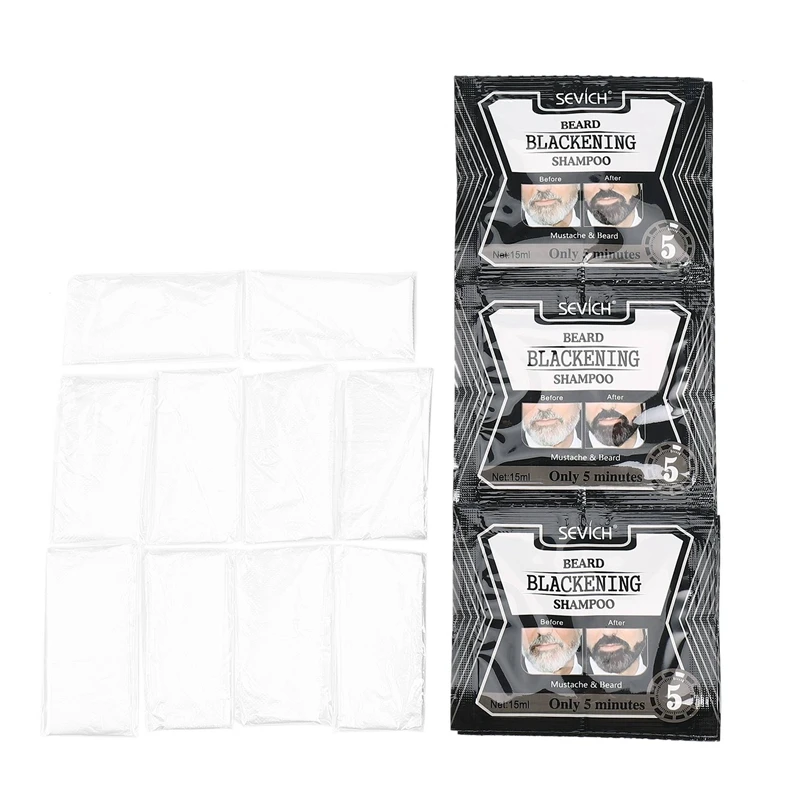 

Sevich 20Pcs 5Mins Blackening Beard Shampoo Dye Beard Into Black Herb Natural Faster Blackening Beard Coloring Removal