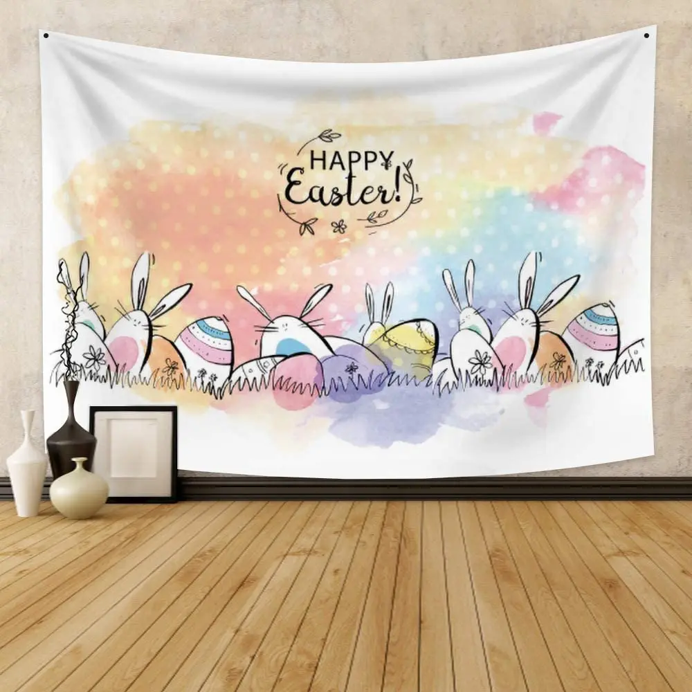 

Easter Tapestry Wall Hanging Colorful Easter Eggs Tapestry Cute Bunny Rabbit Wall Tapestry Colorful Happy Easter Backdrop