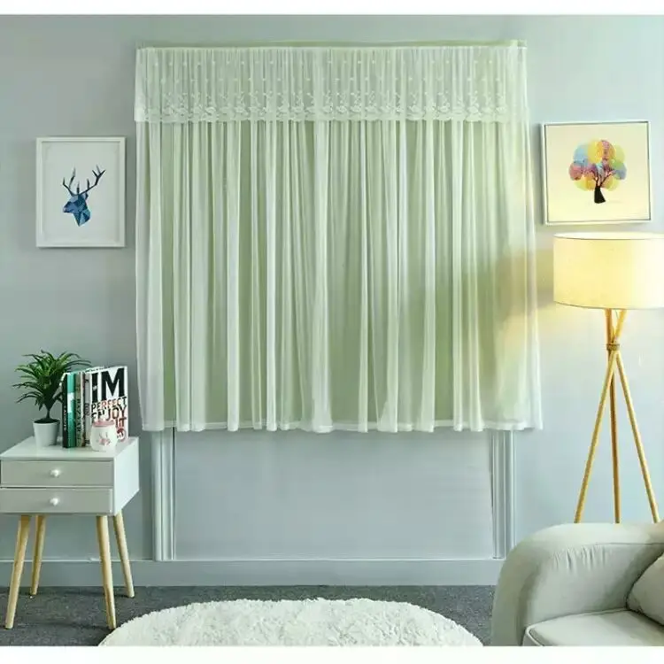 

No punching installation double-layer princess wind lace blackout curtain finished rental bedroom bay window simple
