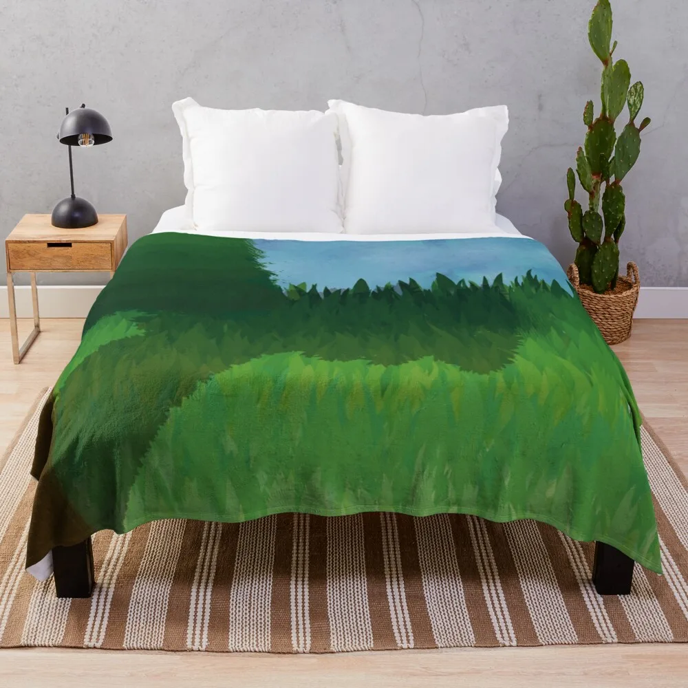 Verdant Meadow: Одеяло с цифровой пейзажной живописью плюшевые термоодеяла