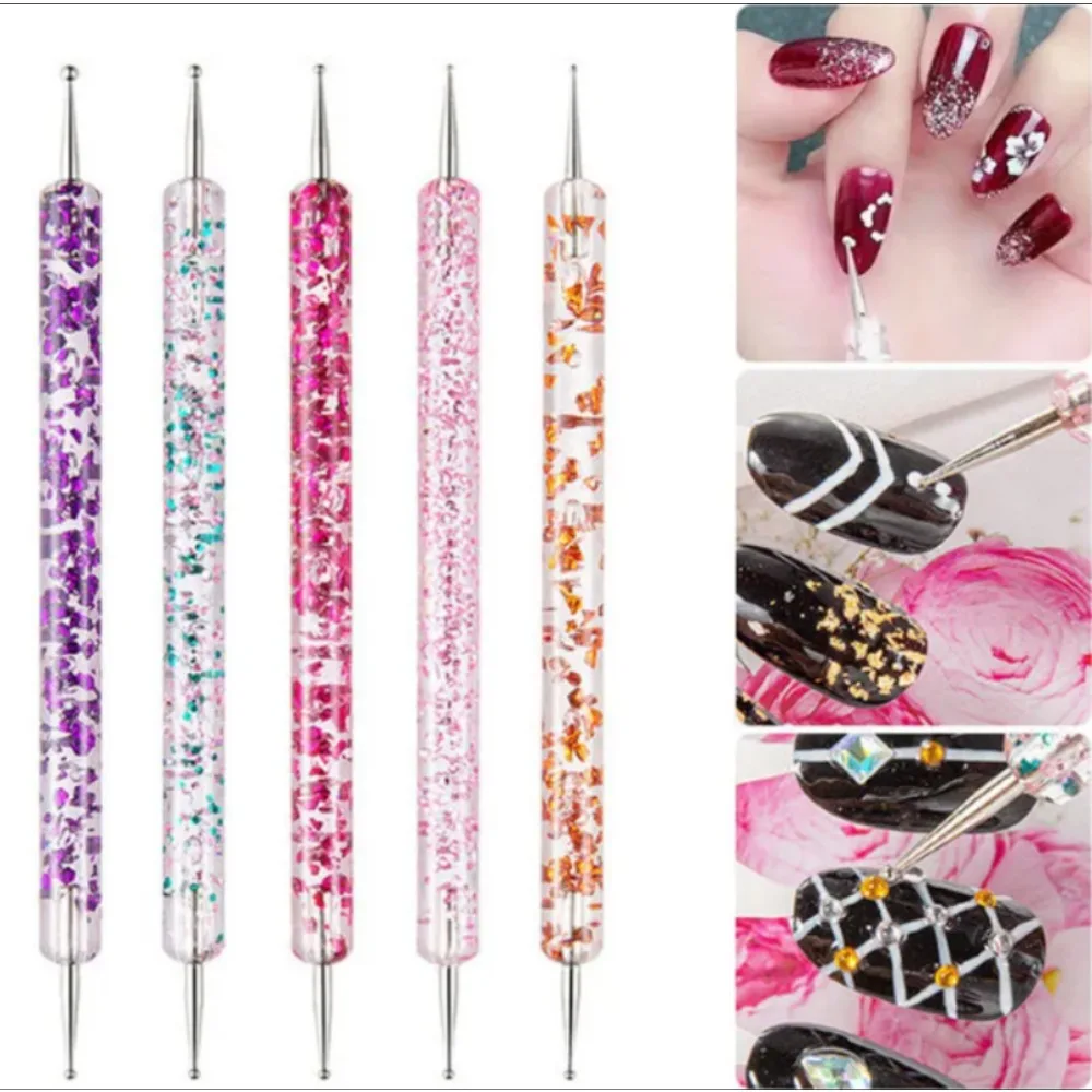 

Dual-ended Crystal Bead Handle Nail Art Dotting Pen UV Gel Drawing Painting with Rhinestones Handle 3D Rhinestones Manicure Tool