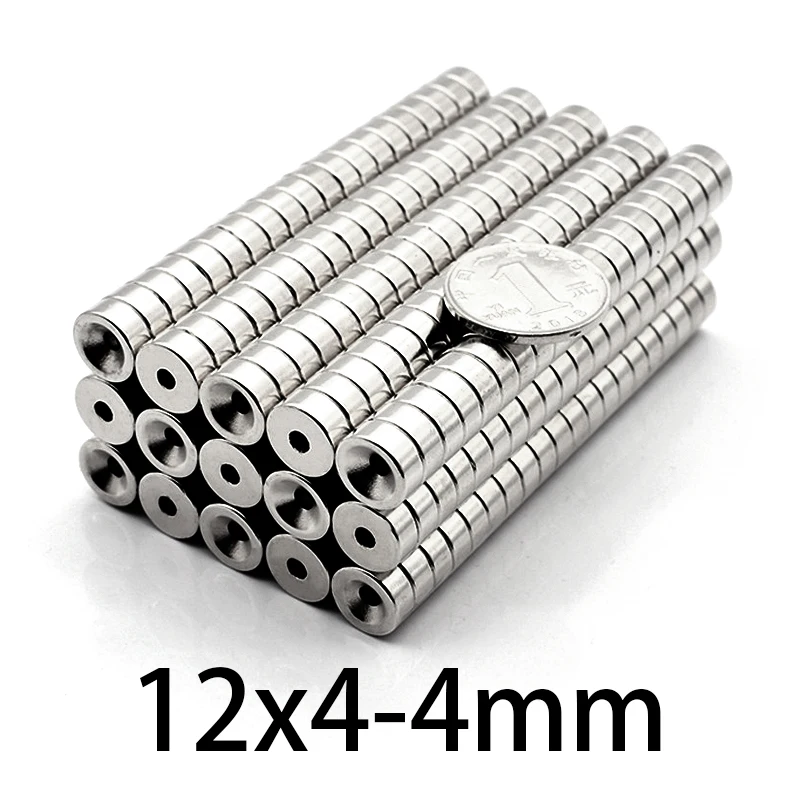 

10/20/30/50/100/150PCS 12x4-4 Round Search Magnet 12*4 Hole 4mm Countersunk Neodymium Permanent Magnets Strong 12x4-4mm 12*4-4