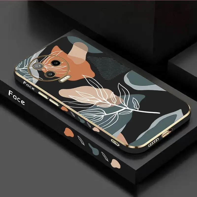 

Wavy Leaves Luxury Plating Phone Case Infinix Note 12pro 12 11 11Pro 10 Pro 10 Hot 12 12 Play 11S 10 Play Cover
