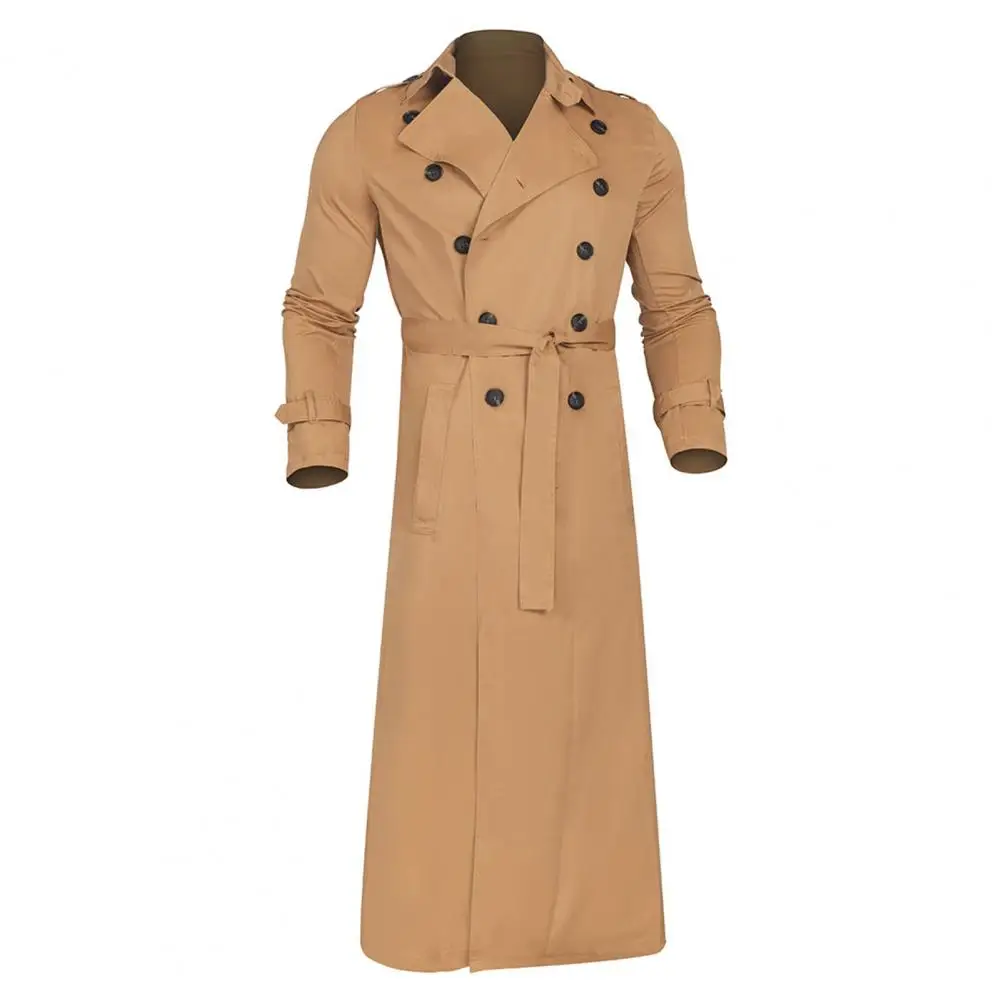 

Stylish Long Trench Coat Buttons Outwear Windproof Turndown Collar Windbreaker Trench Coat Long Trench Coat