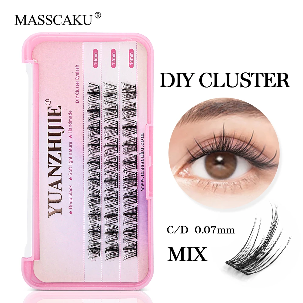 

Masscaku Lash Clusters C D Curl Individual Cluster Lashes 36pcs Cluster Eyelash Extensions Mix Length DIY Lash Extensions