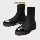 Женские полусапожки на толстой подошве Za, эластичные полусапожки до середины икры, Осень-зима 2021