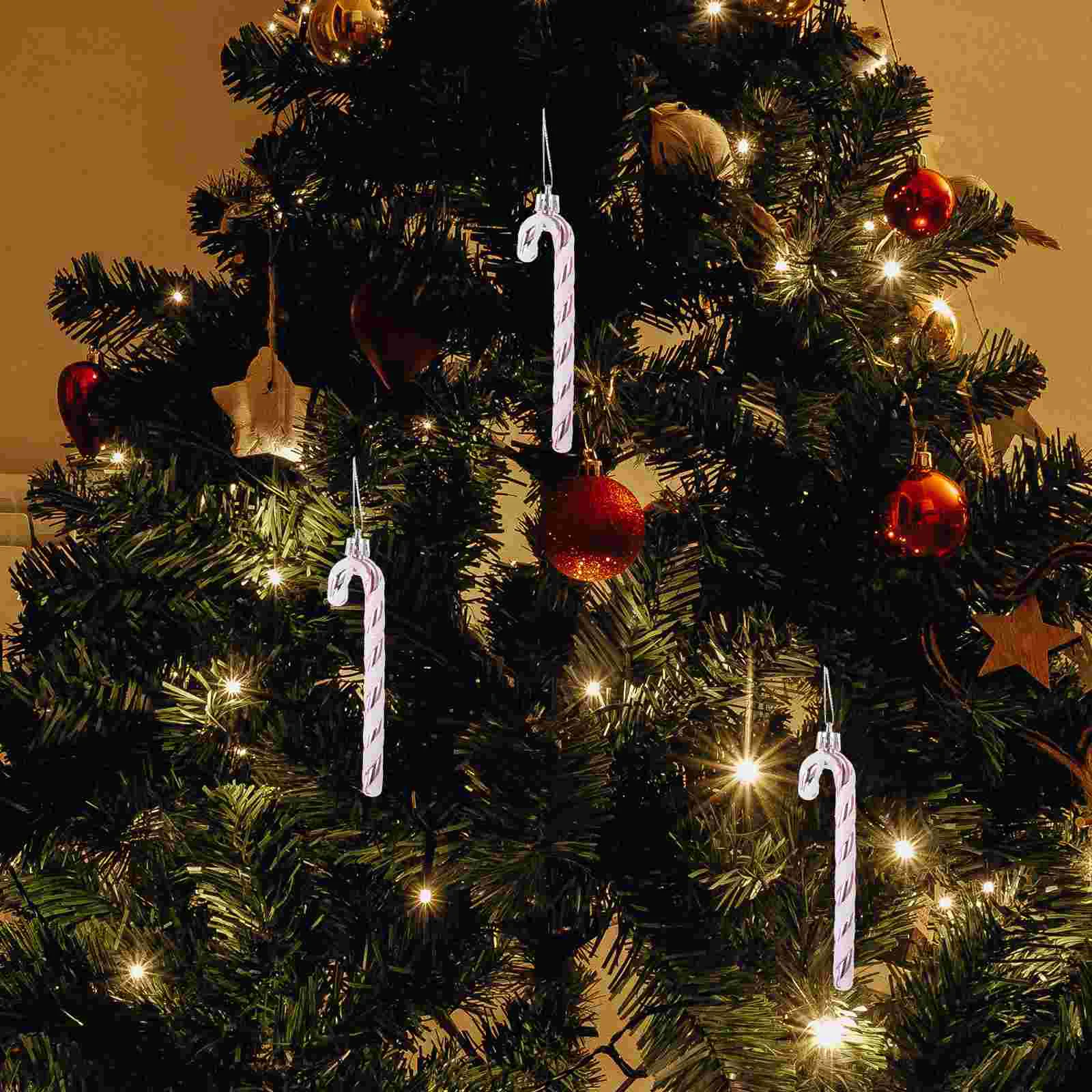 6 шт. украшение для рождественской елки пластиковая трость подарок дома (розовая