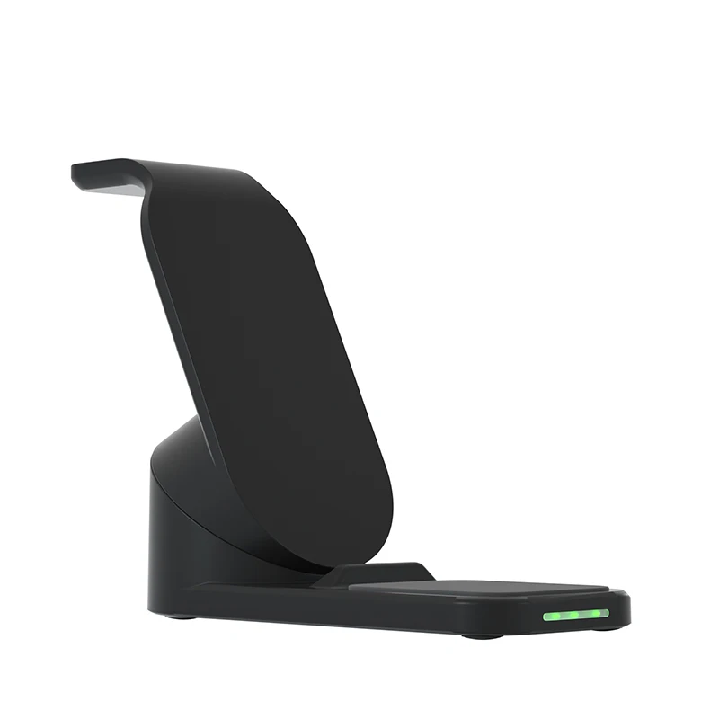 

The three in one wireless charger wirelessly charges your smart watch and mobile phone headset