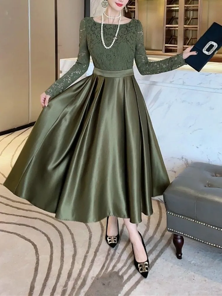 

Темпераментное платье, юбка, кружевное сатиновое платье из двух частей, женское платье