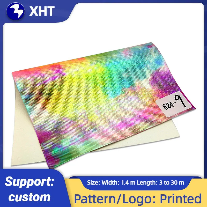 

30x135cm Geometric Pattern Embossed Cloud Iridescent PU Holographic Waterproof Leather Fabric Sheet for Bag/Handbag/Clothing