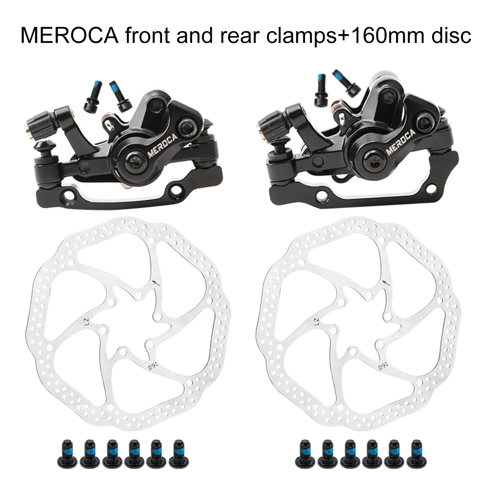 

1Pair MTB Front & Rear Cable Disc Brake Aluminum Alloy Caliper Post Mount 160mm 6-Bolt Disc Rotors For MTB Bike Folding Bike BMX