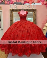 sparkly red vestidos de xv a%c3%b1os quinceanera dress applique sequins beads princess dress for 15 years birthday prom lace up
