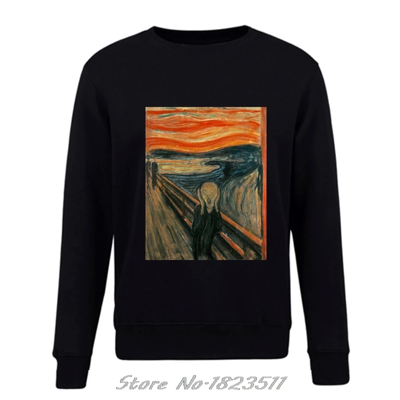 

Модная мужская Толстовка Edvard Munch с изображением знаменитого крика, повседневный флисовый пуловер, свитшоты, куртка в стиле хип-хоп