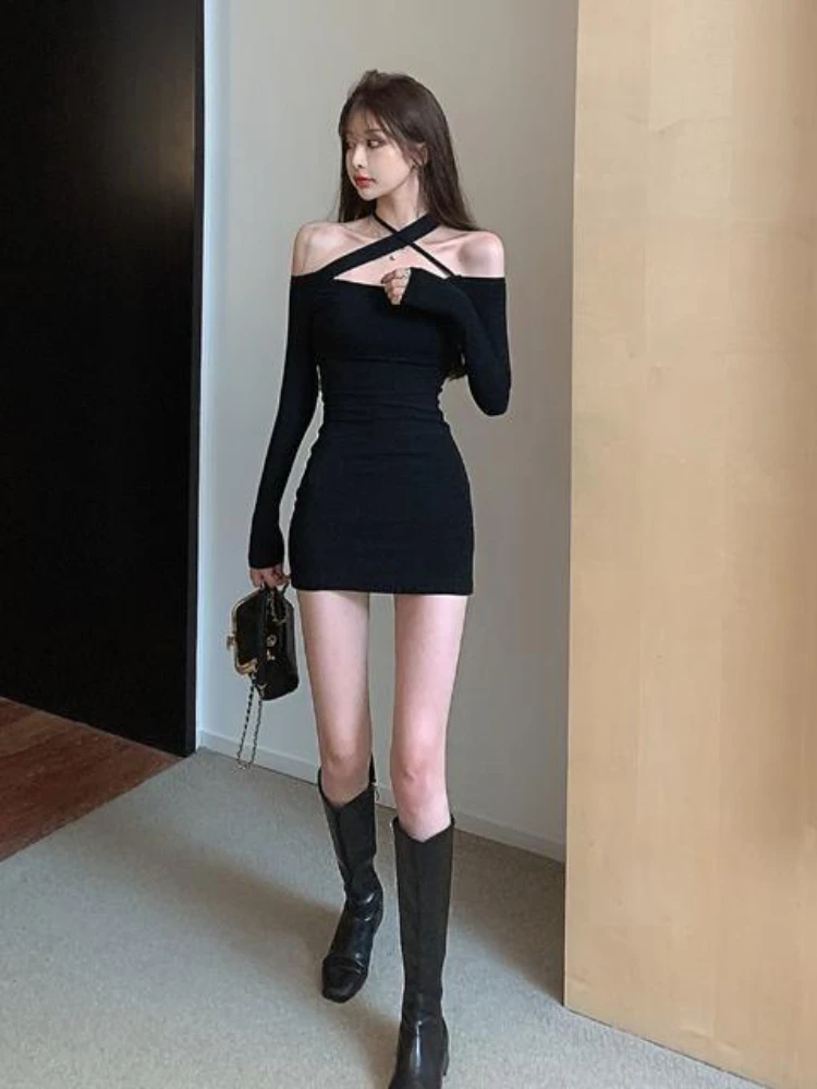 

Элегантное женское платье, новинка 2023, платья, корейская мода, весна-лето, сексуальное облегающее платье с открытыми плечами и ягодицами