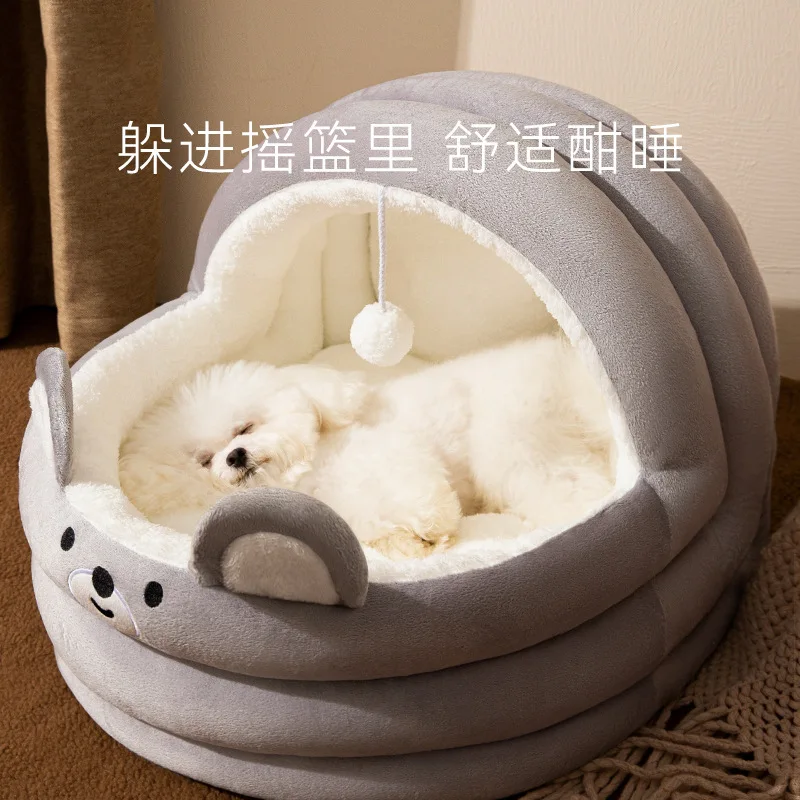 Dog Kennel Warm In Winter  Dog House Cat Bed Small and Medium-sized Dogs Removable and Washable Semi Enclosed Cat Kennel