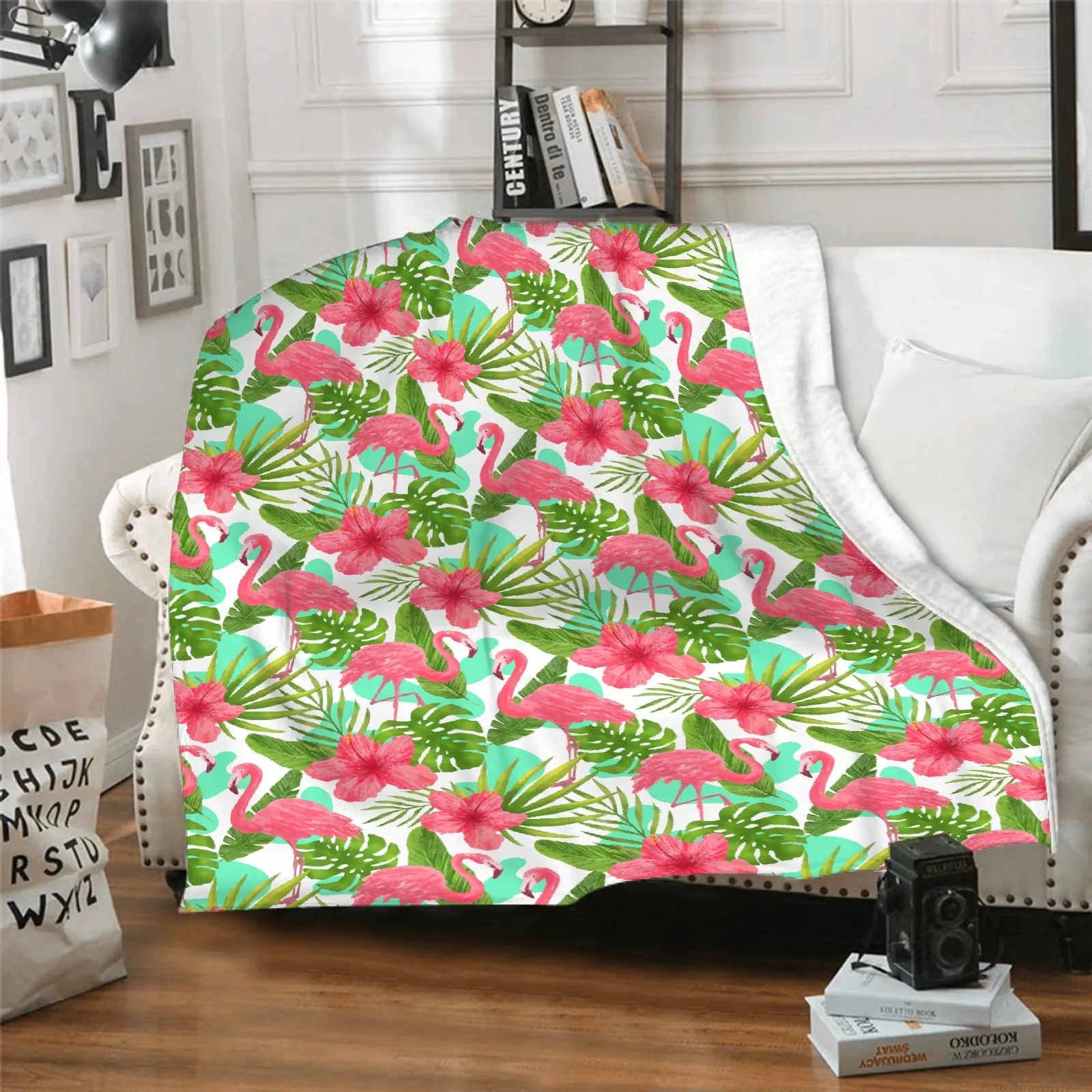 

Tropical Chic Flannel Blankets Sofa Throw Blanket All Season for Picnic Couch Bedding Cover Office Nap Covering 50"x60" Throw
