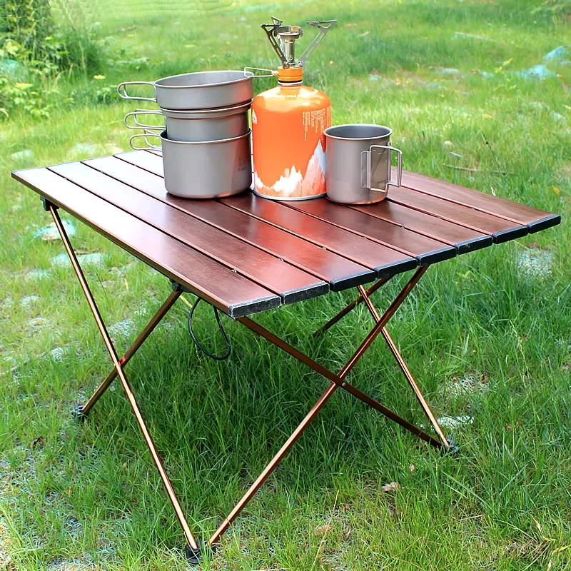 

Picnic Table Desk Folding Ultralight Hiking Outdoor Aluminum Camp BBQ Coffee Brown Color