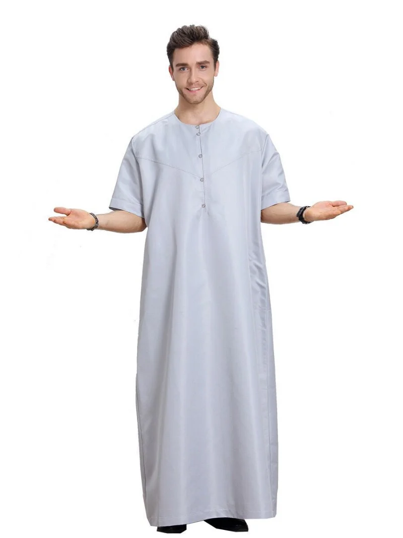 Muslim Robe Arab Men Thobe Ramadan Costumes Solid Arabic Pakistan Saudi Arabia Eid Turkey Abaya Male National Islamic Clothing