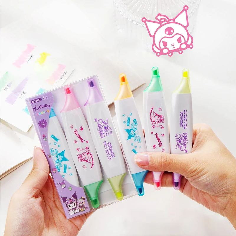

3PCS Hello Kittys Highlighter Kawaii Sanrio Kuromi Student Test Papers Handbook Colorful Marker Pen Toy Girls Christmas Gifts