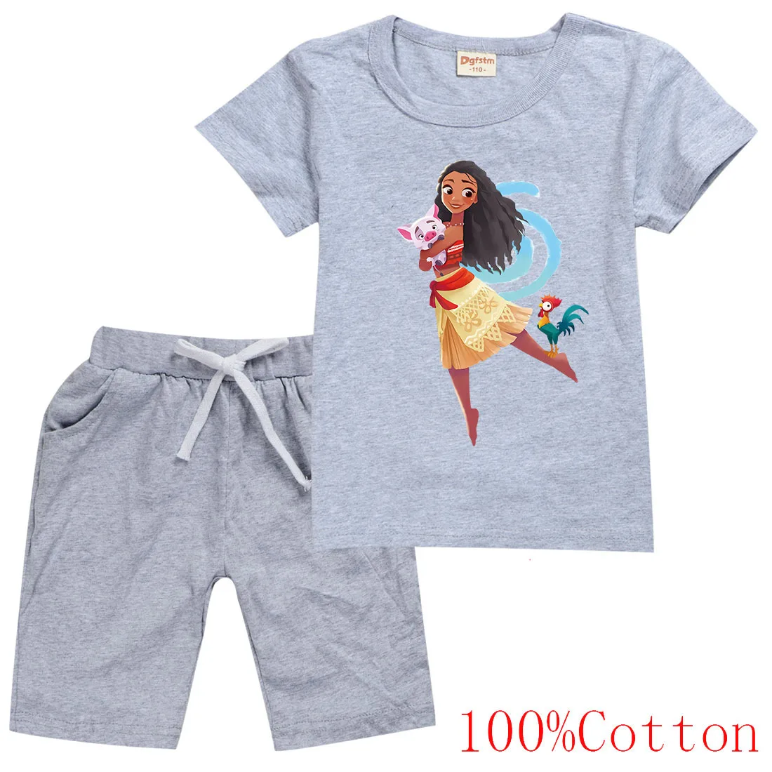 

Kids Moana Costume Baby Girls Short Sleeve T-shirt+shorts Two Piece Set Toddler Boys Sportsuit Children Clothing Halloween Suits