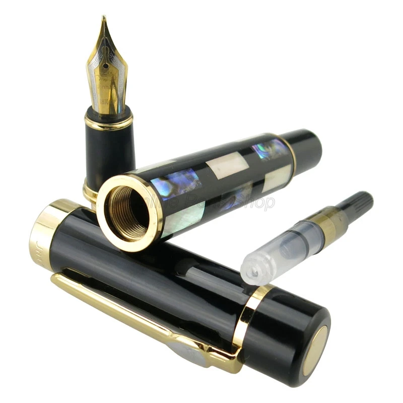 

Jinhao 650 Natural Abalone Sea Shell Barrel 0.7mm Medium Nib Fountain Pen Gold Trim Professional Office Stationery