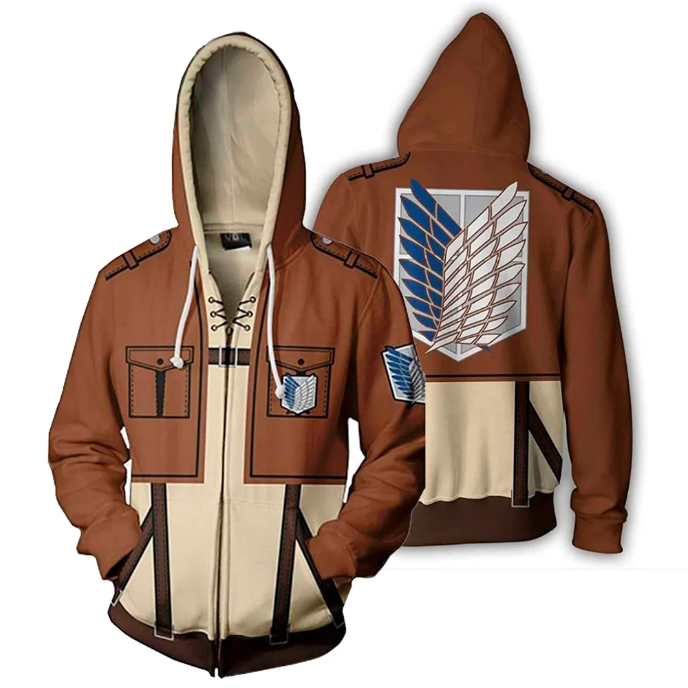 

Толстовка на молнии с капюшоном и принтом «атака на Титанов»