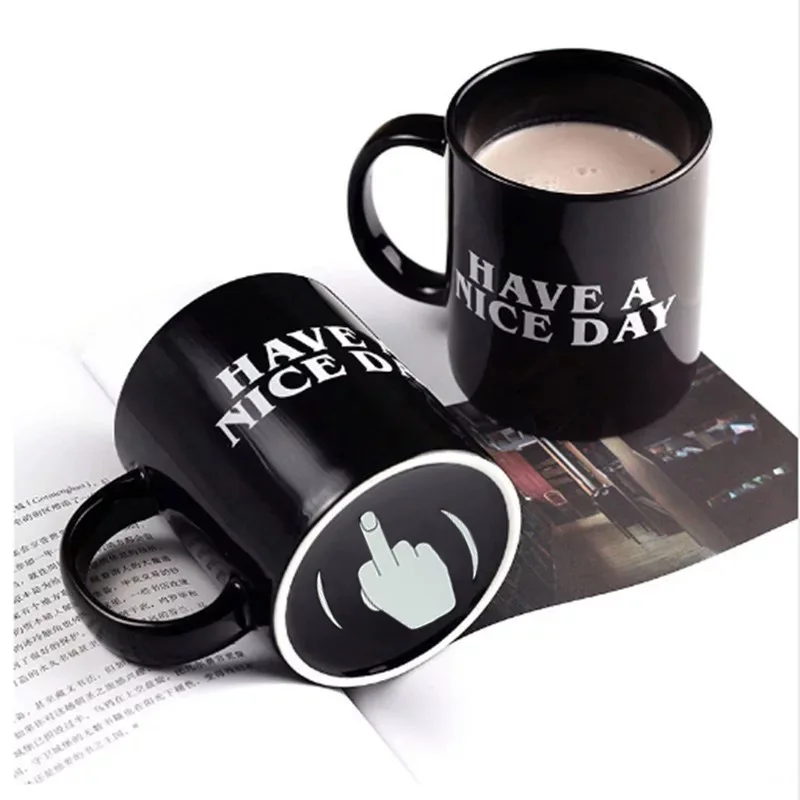 

Creative Have A Nice Day Coffee Mug Middle Finger Funny Cup for Coffee Milk Tea Cups Novelty Gifts Middle Finger Cup Funny
