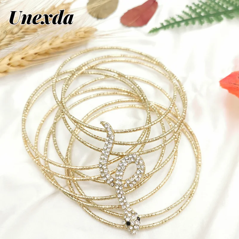 

Unexda Gothic Jewelry Bangles Korean Fashion Fine Jewelry Multi-layer Snake Studded Bangle For Women Luxury Bangle Birthday Gift