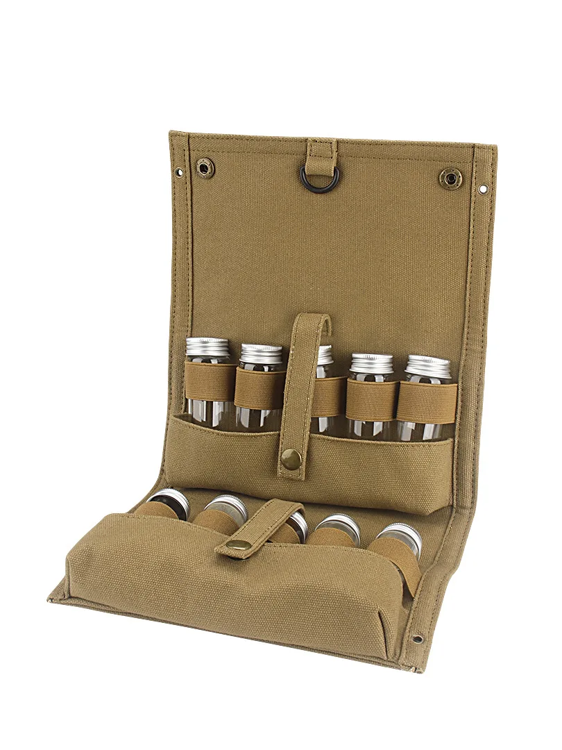 

Camping Set Seasoning Canvas Barbecue Camping Outdoor Full Seasoning Set Bottle Glass Storage Combination Bag Bottle