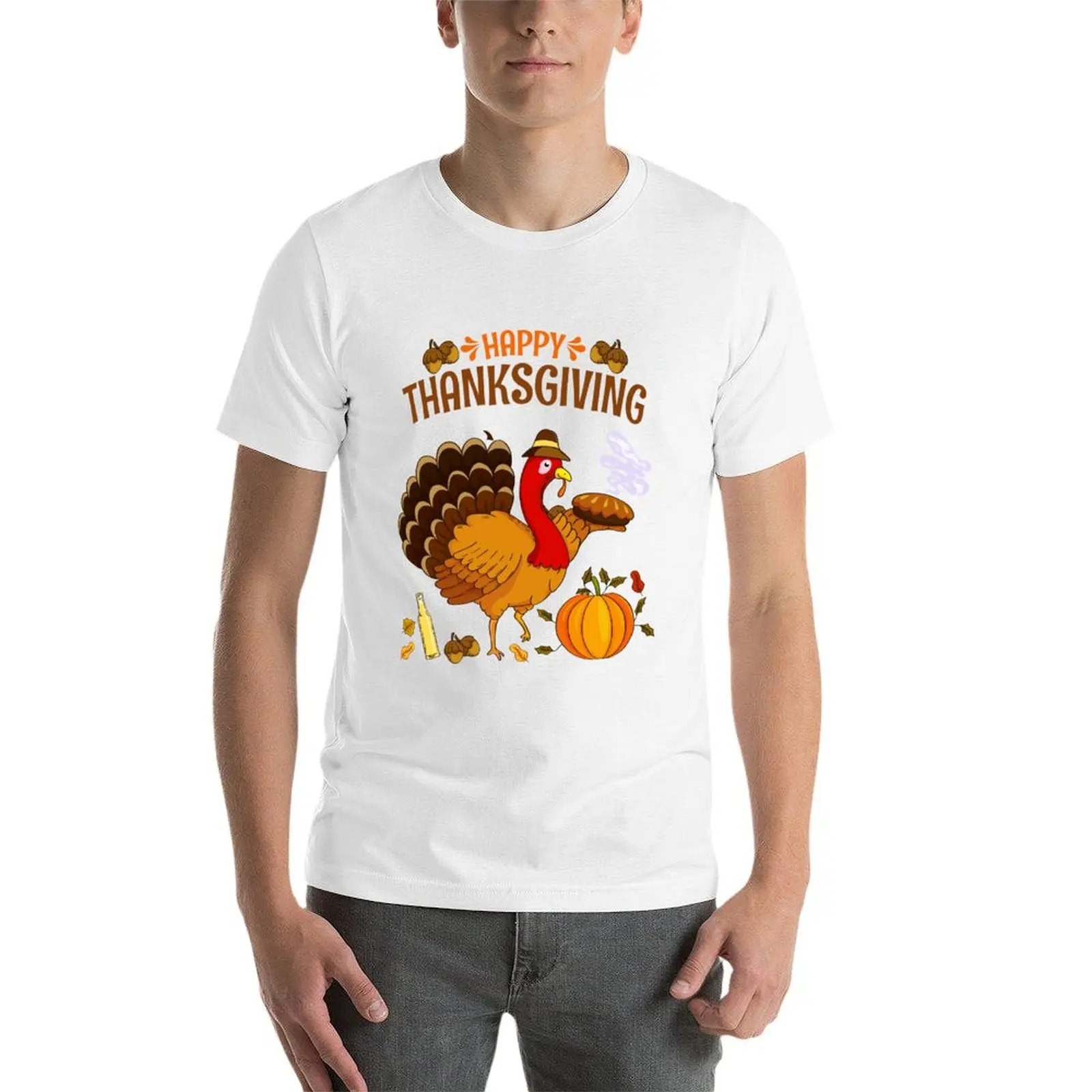 Фото рубашки футболка оверсайз THANKS t GIVING HAPY дизайнерская футболка с аниме мужская №3