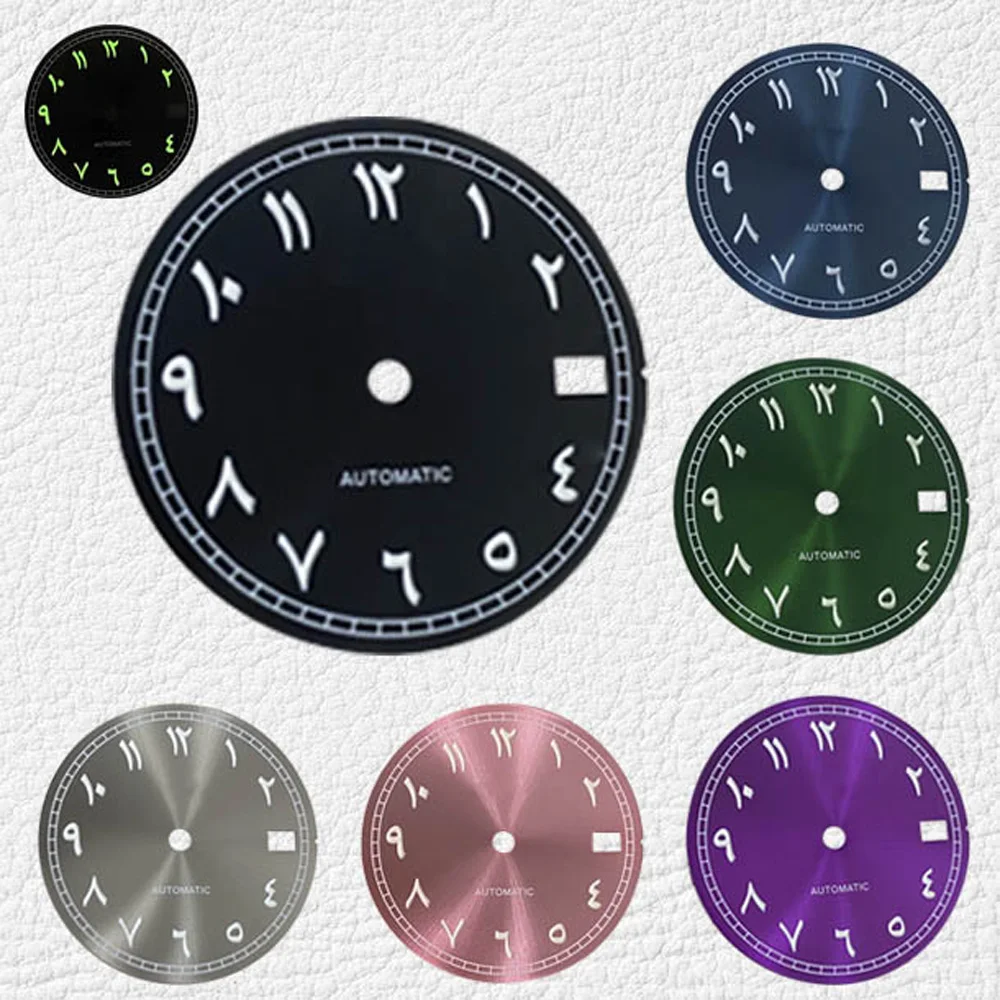 

Зеленые светящиеся часы с римскими цифрами, 28,5 мм, циферблат C3, подходит для NH35/36/4R/7, Аксессуары для часов с логотипом S