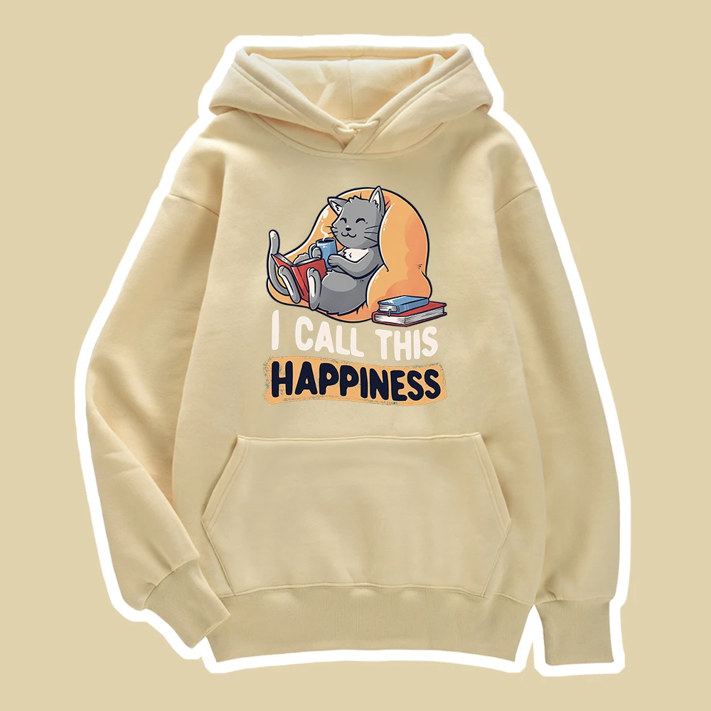 

Cartoons I Call This Happiness Prints Mens Hooded Thicken Comfortable Hoodies Fashion Fleece Hoodie Winter Cotton Male Clothes