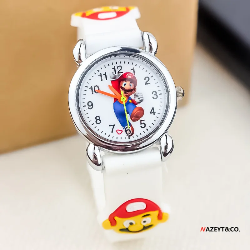Часы детские электронные кварцевые в стиле Super Mario аниме экшн-фигурка Марио 3D