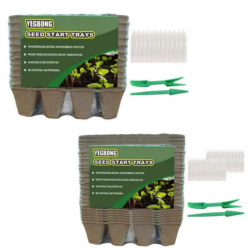 

12/24 Girds Per Tray Seed Starters Kit With Drain Holes Reusable Grow Tray Humidity Adjustable Home Garden Planting Supplies