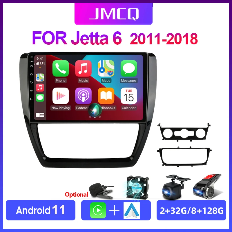 JMCQ 2din 4G Android 11 Car Radio Multimedia Video Player Navigation GPS For VW Volkswagen Jetta 2011-2018 Head Unit Carplay
