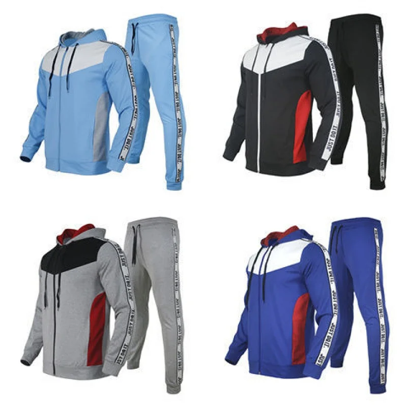 Europeu e Americano Camisola com Capuz Cross-border Tendência Novo Terno Solto Costura Cardigan Listrado Casual Esportivo Masculino
