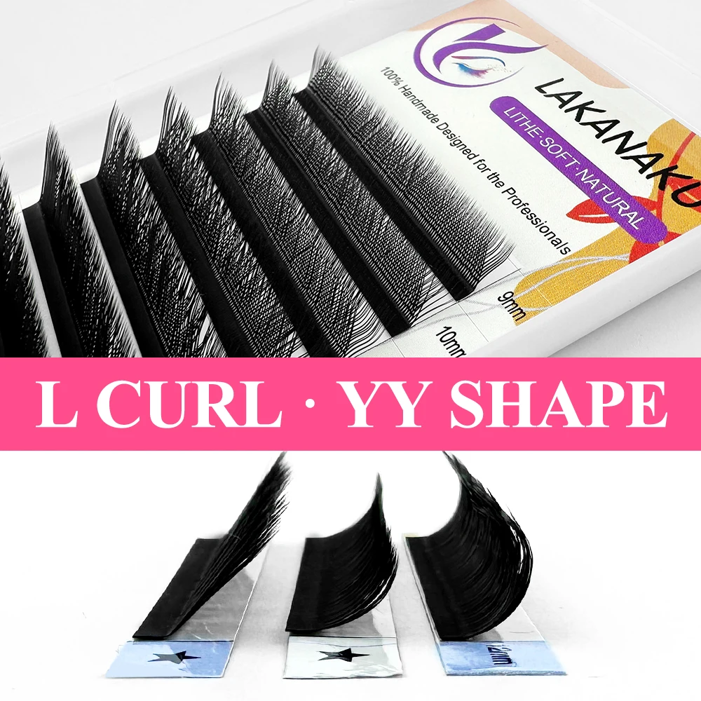 Накладные ресницы LAKANAKU L/M изгиб всех размеров Y-образная форма 2D Cilios YY