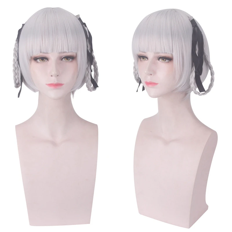

Anime KAKEGURUI Kirari Momobami Braids Wig Cosplay Wig Role Play Silver Color 40cm
