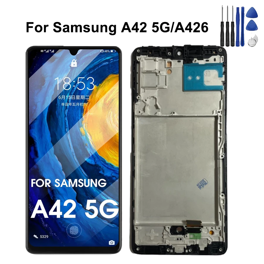 Super AMOLED для Samsung A42 5G дисплей A426B A426U ЖК-дисплей с сенсорным экраном и дигитайзером в